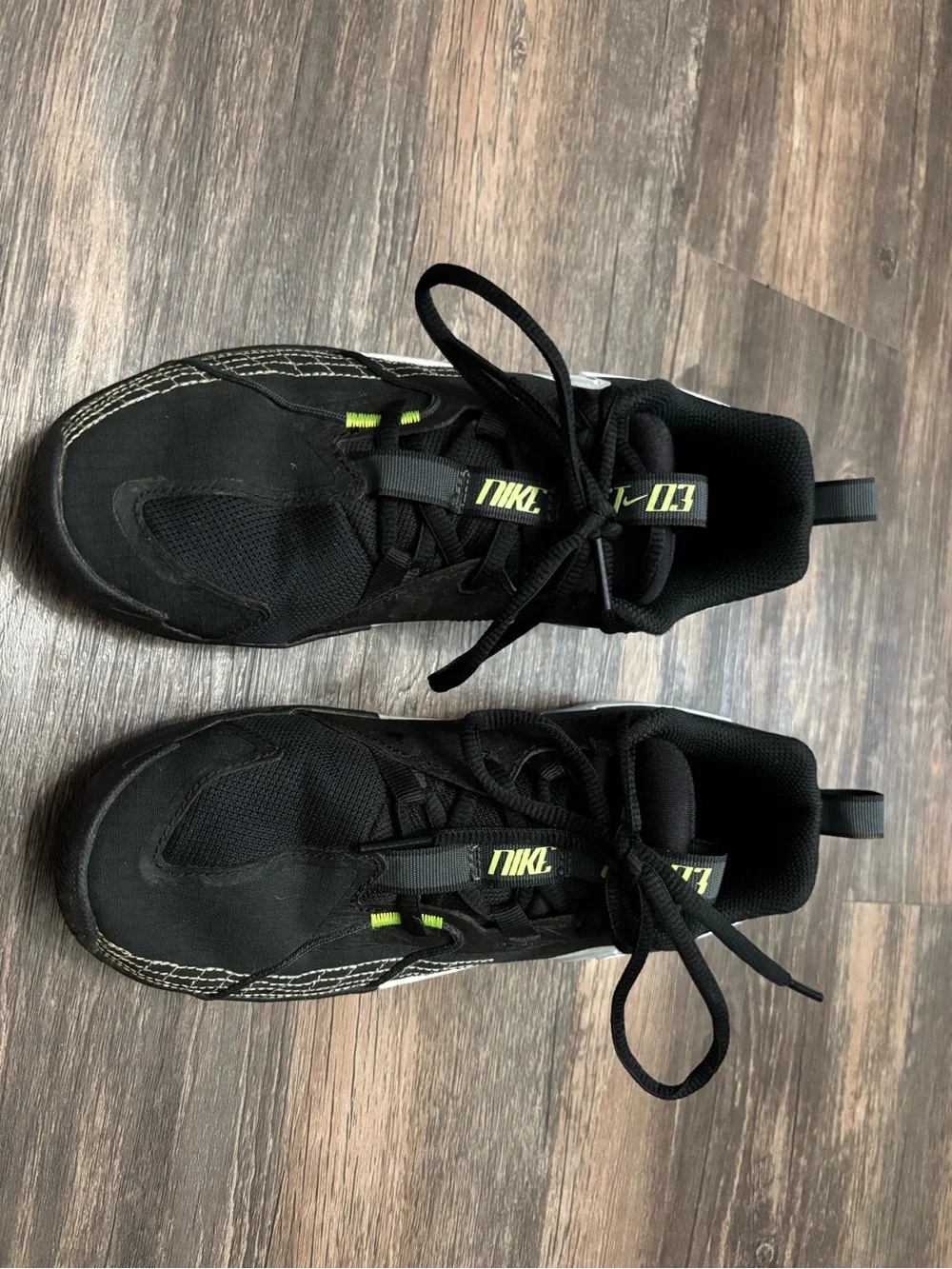 Nike Kids Black Sneakers with Neon Green Accents